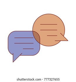 dialogue speech set with tail in colorful silhouette