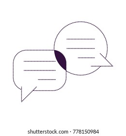 dialogue speech set with tail in purple dotted silhouette
