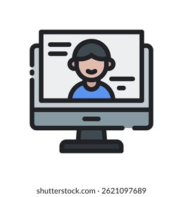 Dialogo Vetor para Comunicação e Interação Educacional - Ícone de balão de conversação, conceito de fala e aprendizagem. Ícone Linha Preenchida