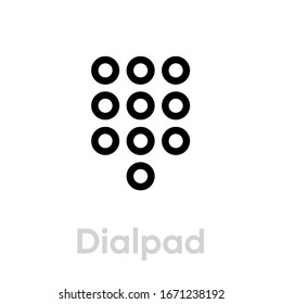 Dialpad call phone icon. Editable line vector. Round buttons on a keyboard single pictogram.