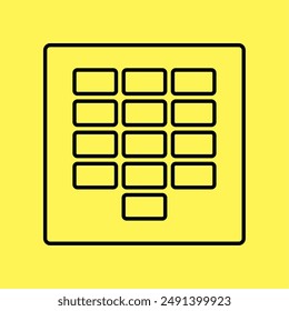 dialpad icon. line vector isolated on yellow background. trendy and modern design