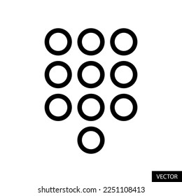 Dialpad, Phone number key pad vector icon in line style design for website, app, UI, isolated on white background. Editable stroke. EPS 10 vector illustration.