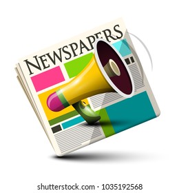 Dialy Paper Newspapers Icon with Megaphone