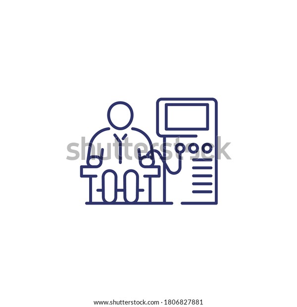 dialysis line icon\
with machine and\
patient