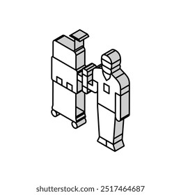 técnico de diálise ícone isométrico do dialisador vetor. sinal do dialisador do técnico de diálise. ilustração de símbolo isolado