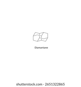 Estrutura esquelética de diamantano. Ilustração esquemática do composto de hidrocarbonetos policíclicos. Diagrama simples, fórmula química.