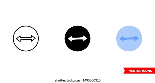 Diameter icon of 3 types: color, black and white, outline. Isolated vector sign symbol.