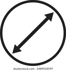 Diameter icon with arrow isolated on white background . Circle diameter icon vector