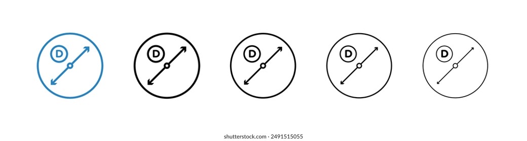 Diameter icon in black and blue