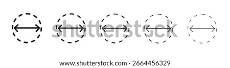 Diameter icon line art vector collection on white background