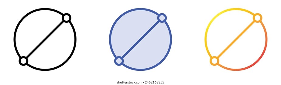 diameter icon. Linear, Blue Fill and Gradient Style Design Isolated On White Background