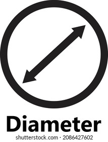 Diameter icon on white background. circle diameter sign. flat style. 