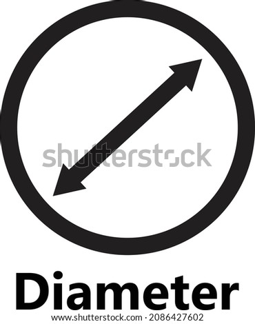 Diameter icon on white background. circle diameter sign. flat style. 