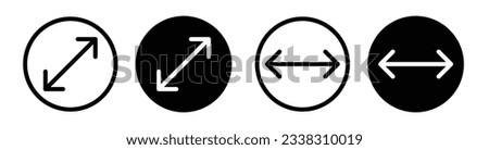 diameter icon set in black filled and outlined style. circle diameter dimension vector symbol.