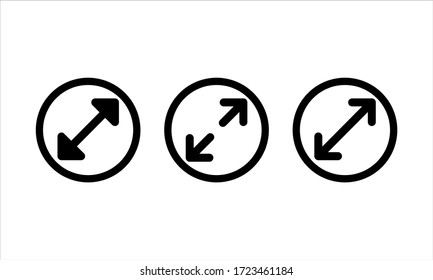 Diameter icon set in black on isolated white background. EPS 10 vector.