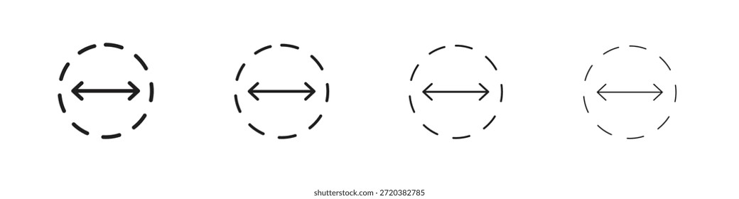 Diameter icon set, Illustration, Black