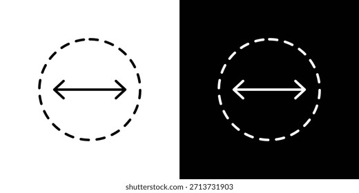 Icono de diámetro. Símbolo plano simple. Ilustración de pictograma de contorno negro perfecto