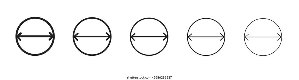 Diameter icon simple vector set. Graphic Illustration