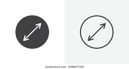 Diameter icon in solid and outlined style