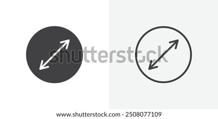 Diameter icon in solid and outlined style