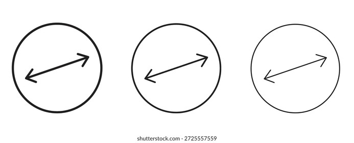 Símbolo de línea delgada del icono del diámetro en el fondo blanco, Ilustración vectorial editable del movimiento