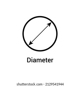 Diameter Icon Vector Illustration In Mathematics