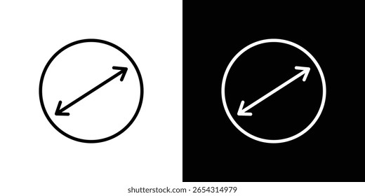 Diameter icons in line style. Editable black and white strokes