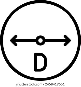 Vector de ilustración de icono de línea de diámetro