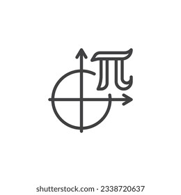 Diameter, Radius line icon. linear style sign for mobile concept and web design. Math circle pi outline vector icon. Symbol, logo illustration. Vector graphics