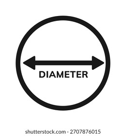 Ícone de sinal de diâmetro estilo plano isolado design vetor ilustração em fundo branco.