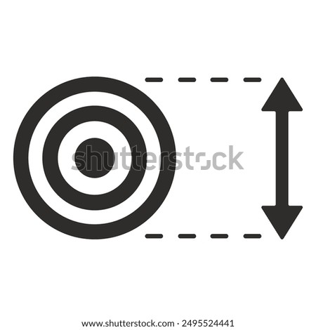 diameter size icon, dotted lines, circle or circumference, flat vector illustration isolated on white background