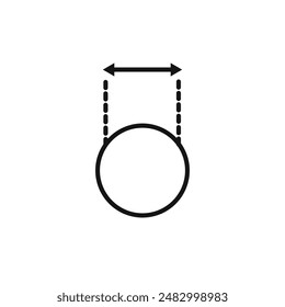 diámetro tamaño icono logo signo contorno de Vector