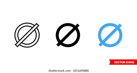 Diameter symbol icon of 3 types: color, black and white, outline. Isolated vector sign symbol.