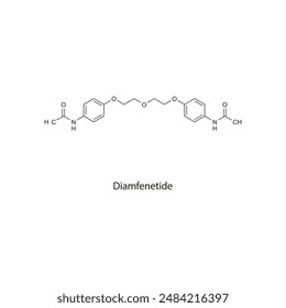 Diamfenetide flat skeletal molecular structure Anthelmintic agent drug used in worm infection treatment. Vector illustration scientific diagram.