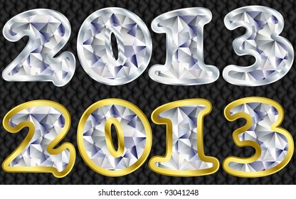 Diamond 2013 with golden and silver frame, vector illustration