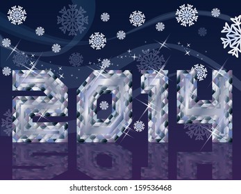 Diamond 2014 New Year background, vector illustration