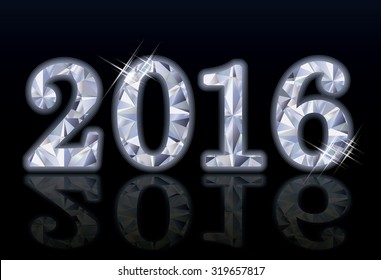 Diamond 2016 new year banner, vector illustration