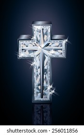 Diamond 3d cross, vector illustration