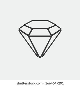 ícono de vector de línea 3D diamante costoso piedra para finanzas y tesoro valioso