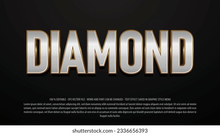 Diamond 3d style editable text effect use for logo and business brand