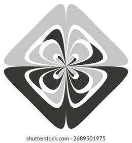 Diamond abstract form. Symmetrical shape pattern. Monochrome Vector graphic. Black gray design. EPS 10.