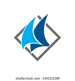 Diamond Abstract Sailboat Ship Voyage Logo Symbol
