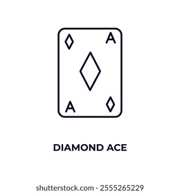 diamond ace outline icon. Linear vector from entertainment concept. Thin line diamond ace icon isolated on white background