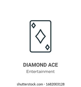 Diamond ace outline vector icon. Thin line black diamond ace icon, flat vector simple element illustration from editable entertainment concept isolated stroke on white background