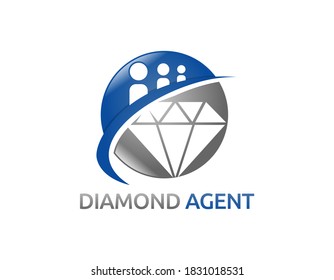 Diamond agent logo design illustration.