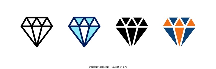 Diamant All In One Icon Multi Styles Vektor Set