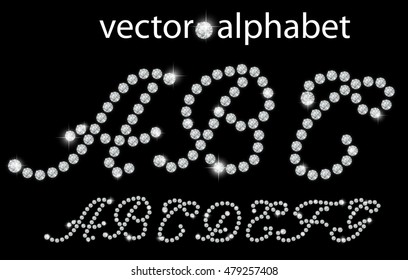 Diamond alphabet, letters from A to G, vector illustration.