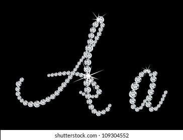 Diamond alphabetic uppercase and lowercase letters of "A". Vector illustration