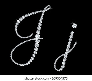 Diamond alphabetic uppercase and lowercase letters of "J". Vector illustration