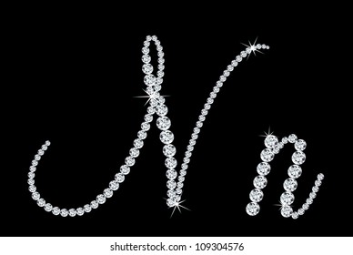Diamond alphabetic uppercase and lowercase letters of "N". Vector illustration